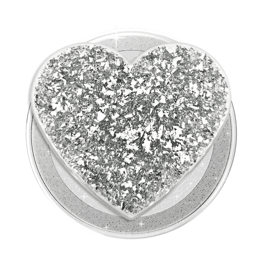 Confetti Heart Silver Sizzle — MagSafe PopGrip - US 94298