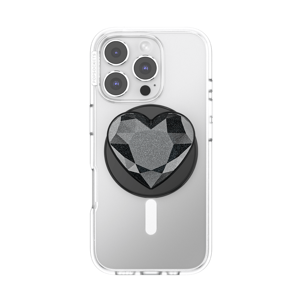 Crystal Heart Black Glitter —  MagSafe PopGrip - US 24872