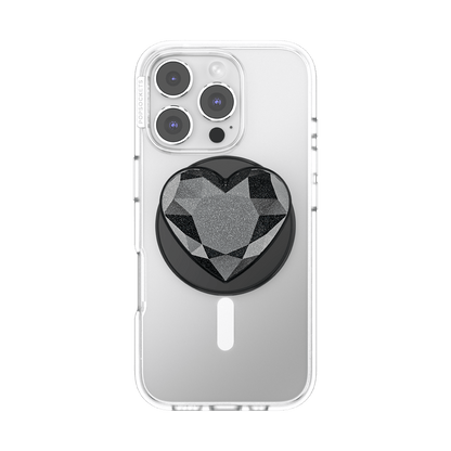 Crystal Heart Black Glitter —  MagSafe PopGrip - US 71004