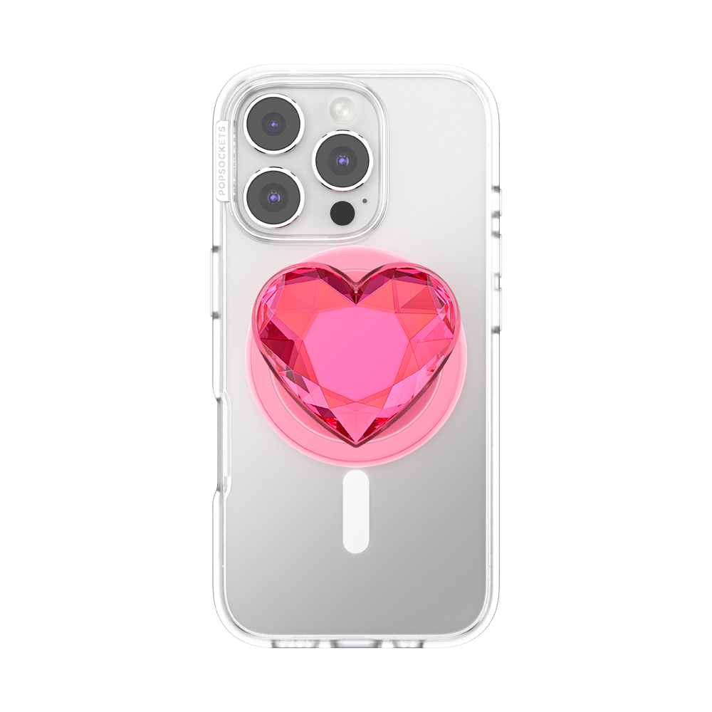Crystal Heart Neon Pink —  MagSafe PopGrip - US 22391