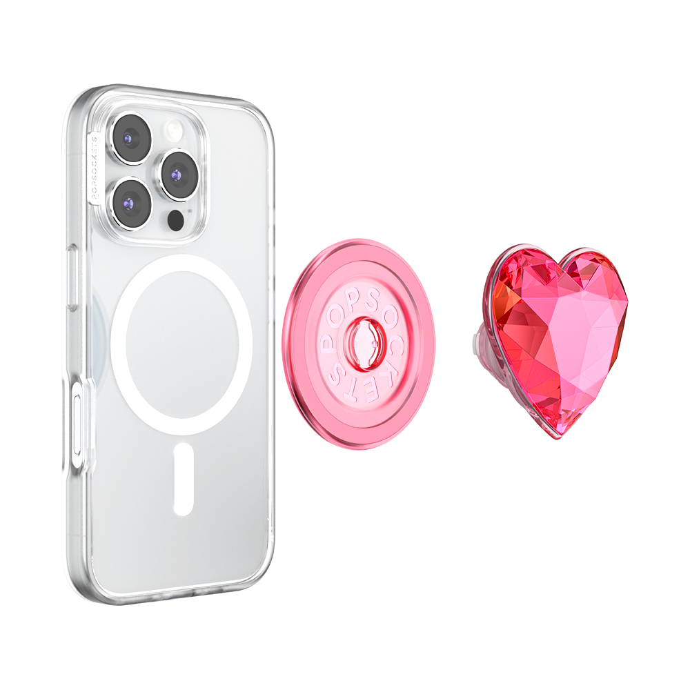 Crystal Heart Neon Pink —  MagSafe PopGrip - US 24634