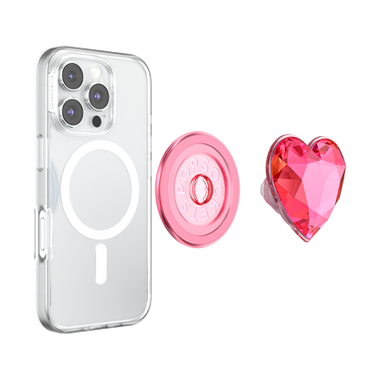 Crystal Heart Neon Pink —  MagSafe PopGrip - US 22391
