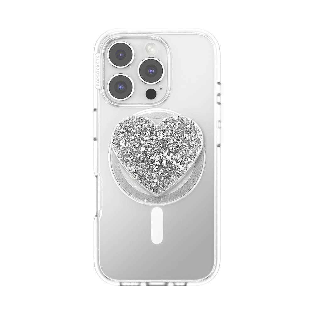 Confetti Heart Silver Sizzle — MagSafe PopGrip - US 55053