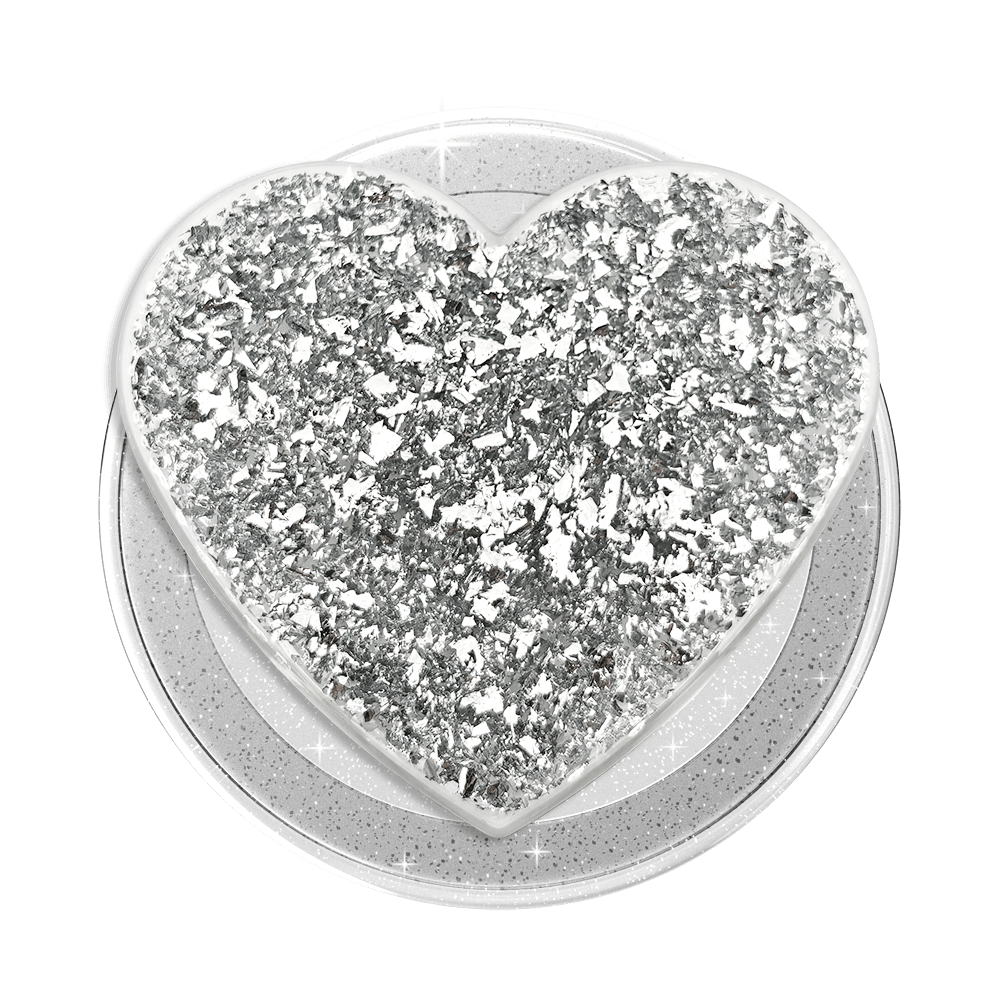 Confetti Heart Silver Sizzle — MagSafe PopGrip - US 69134