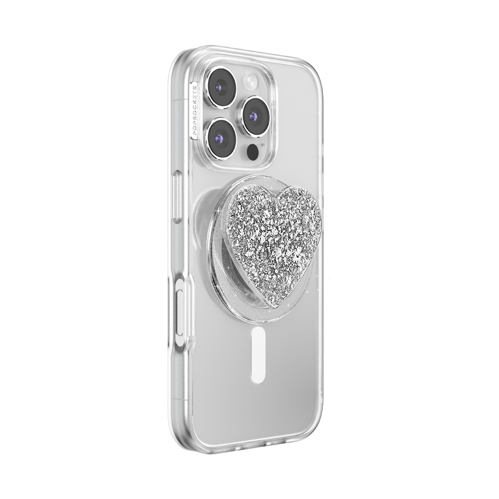 Confetti Heart Silver Sizzle — MagSafe PopGrip - US 72290