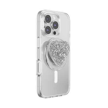 Confetti Heart Silver Sizzle — MagSafe PopGrip - US 94298