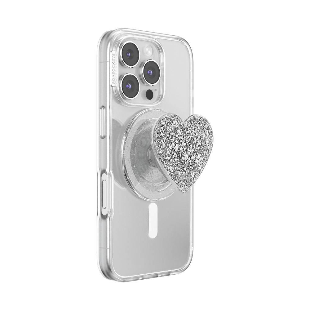 Confetti Heart Silver Sizzle — MagSafe PopGrip - US 55053